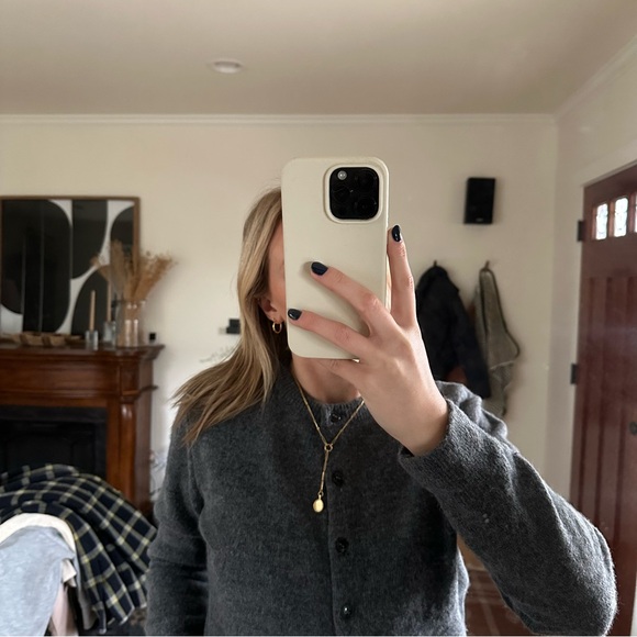 Madewell Bar Link Chain Lariat Disc Minimalist Necklace in Pale Gold Tone - Picture 4 of 4